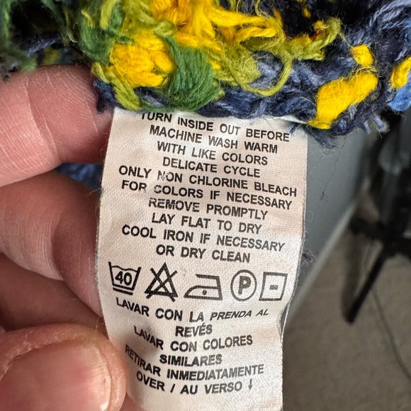 Vintage Liz Claiborne Multicolor Patterned Turtleneck Hand-knit Sweater - Picture 7 of 8